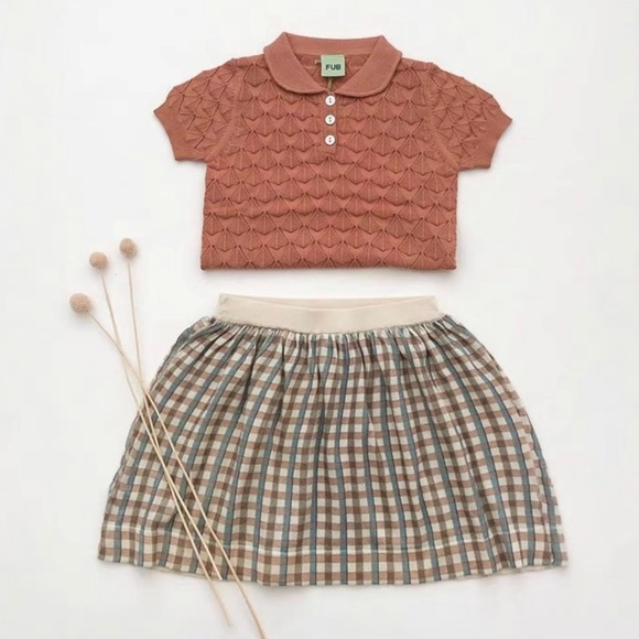 FUB Organic Cotton Fine Knit Pointelle Polo Shirt Sandstone 6Y - Picture 3 of 9